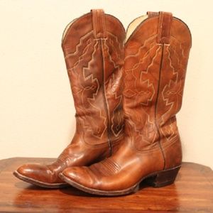 Vintage Western Boots Ladies Brown Leather Sz 9.5